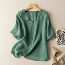 Prairie Doll-Collar Linen Blouse