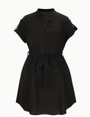 Bow-Tie Belted V-Neck Dress