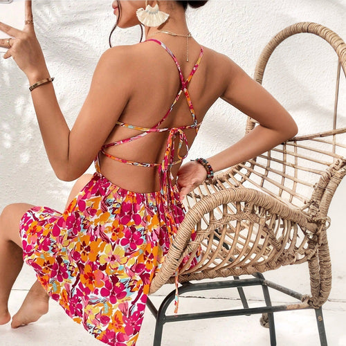 Tropez Lace-Back Floral Mini