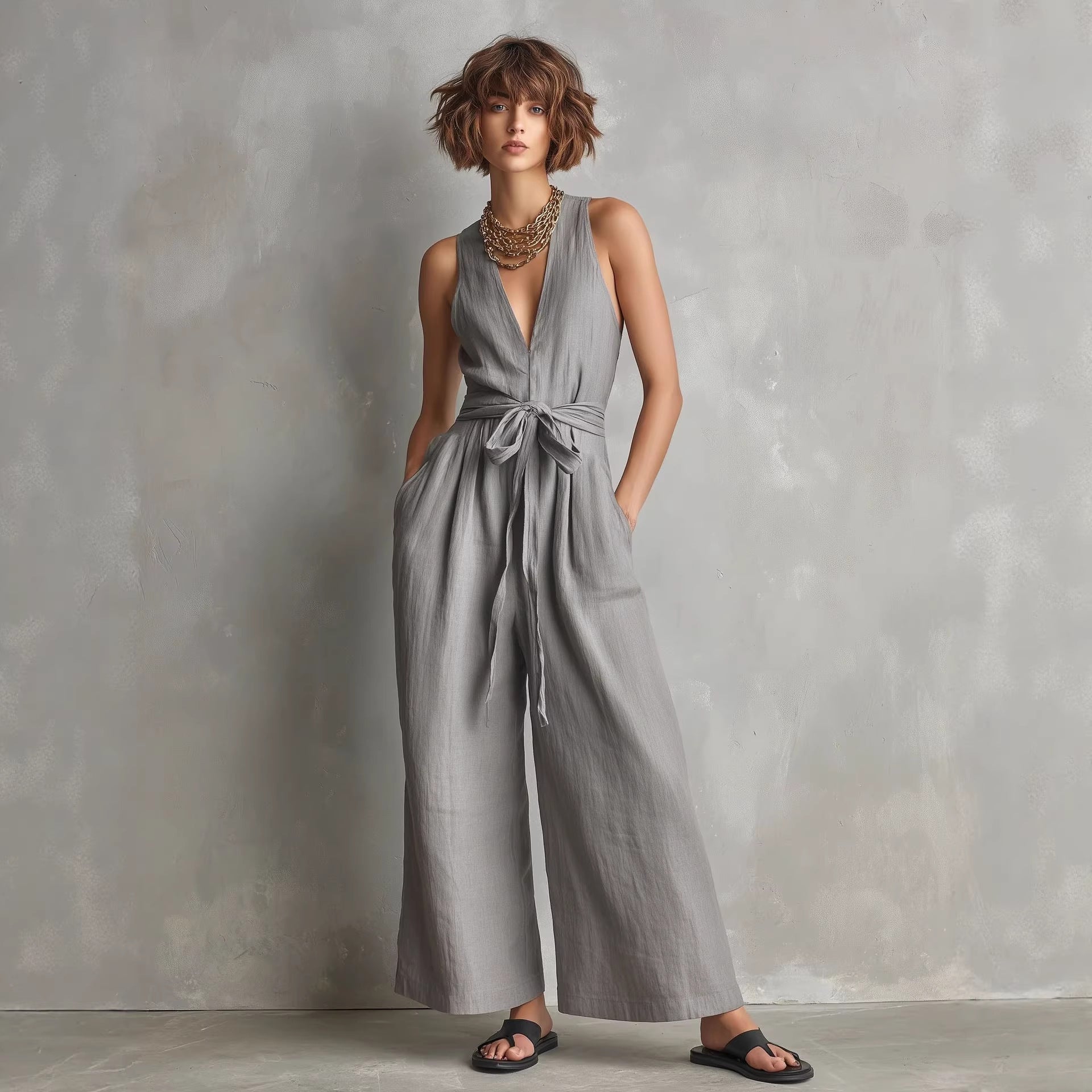 Lisbon V-Neck Cropped Jumpsuit