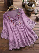 Mayfair 3/4 Sleeve Patchwork Blouse