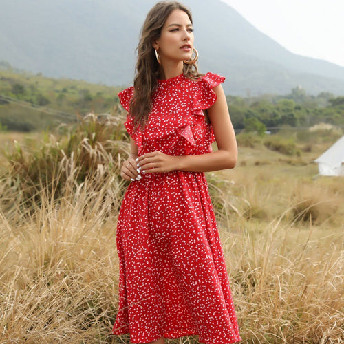 Marbella Polka-Dot Chiffon Maxi