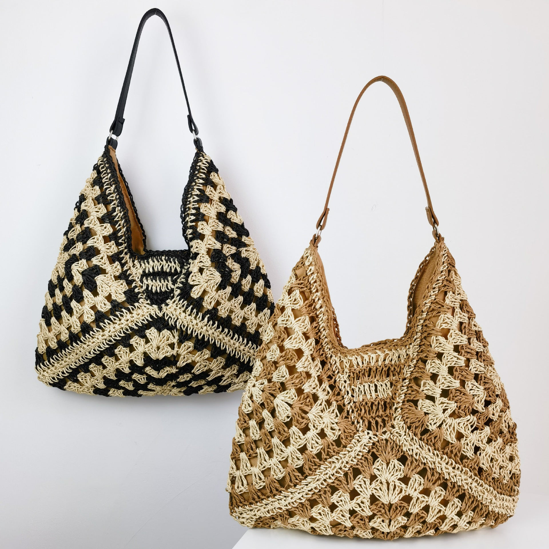 Mykonos Handwoven Contrast Straw Bag