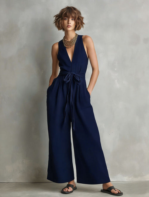 Lisbon V-Neck Cropped Jumpsuit