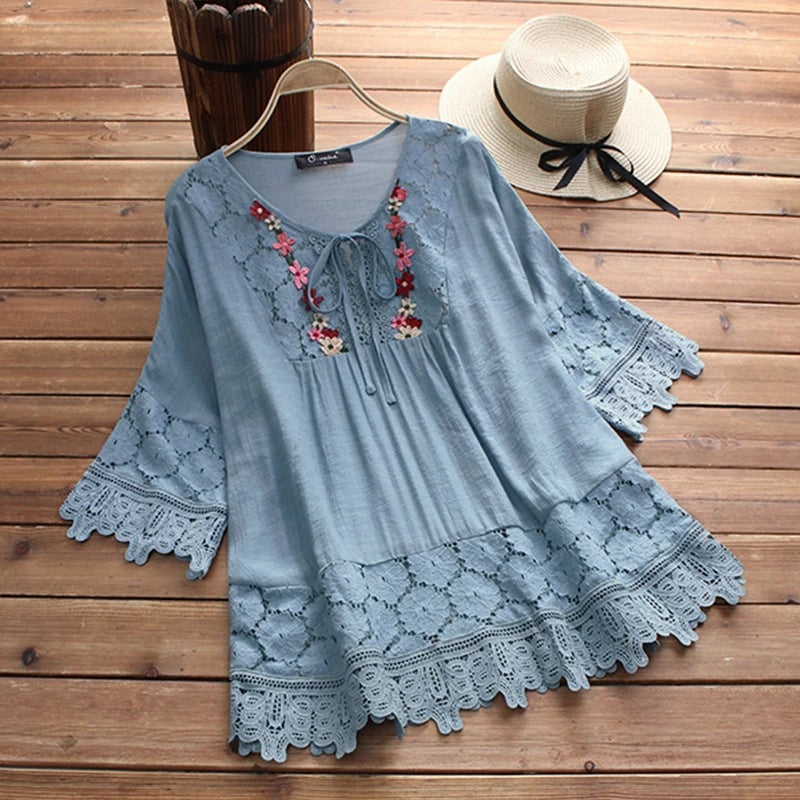 Mayfair 3/4 Sleeve Patchwork Blouse
