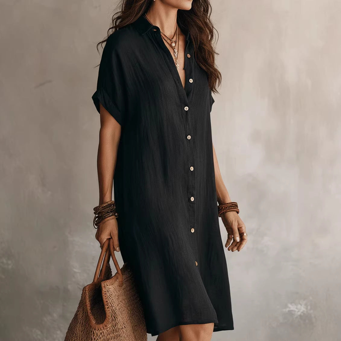 Bruges Buttoned Midi Shirt Dress