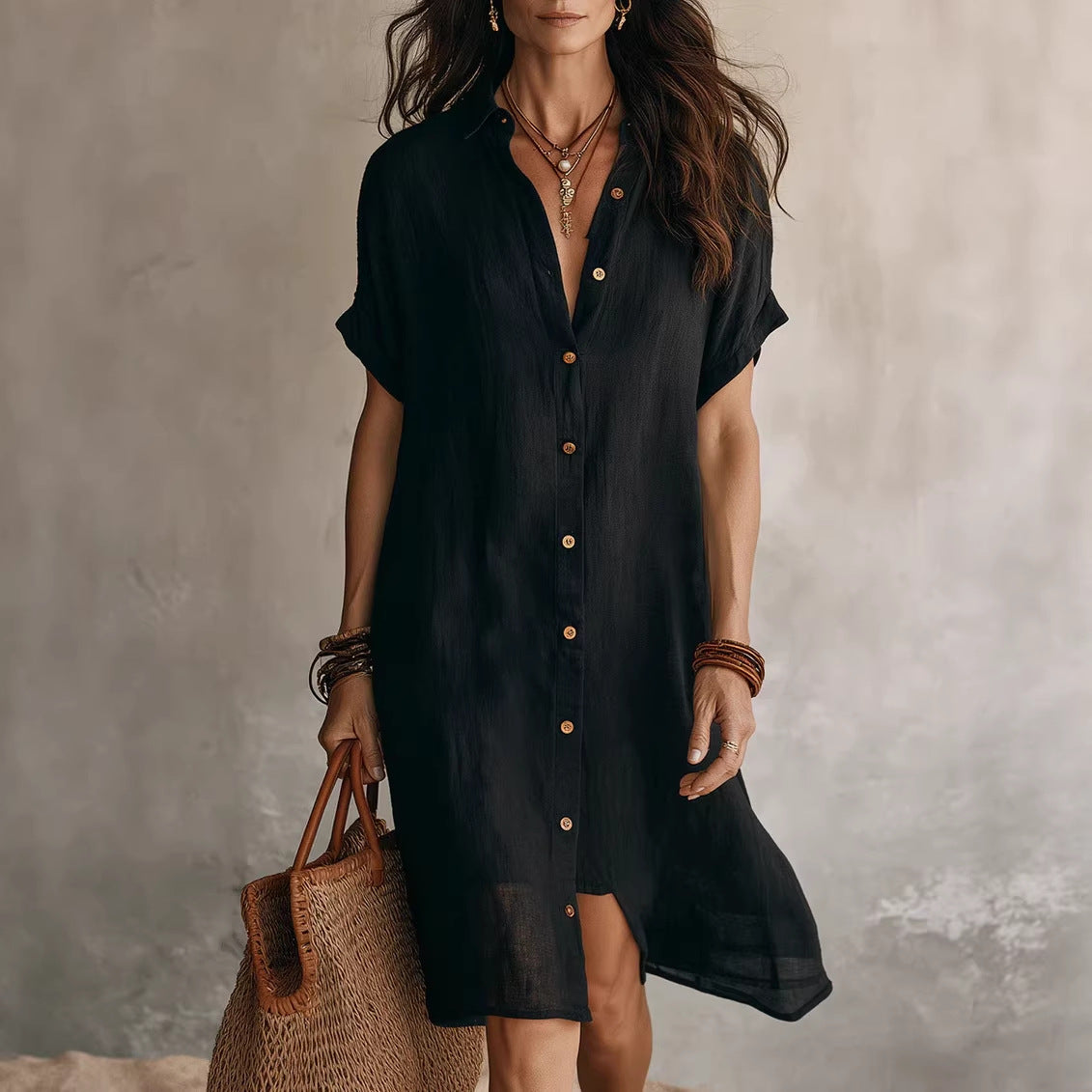 Bruges Buttoned Midi Shirt Dress
