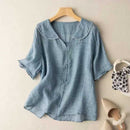Prairie Doll-Collar Linen Blouse