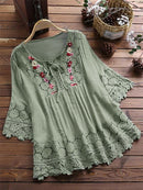 Mayfair 3/4 Sleeve Patchwork Blouse
