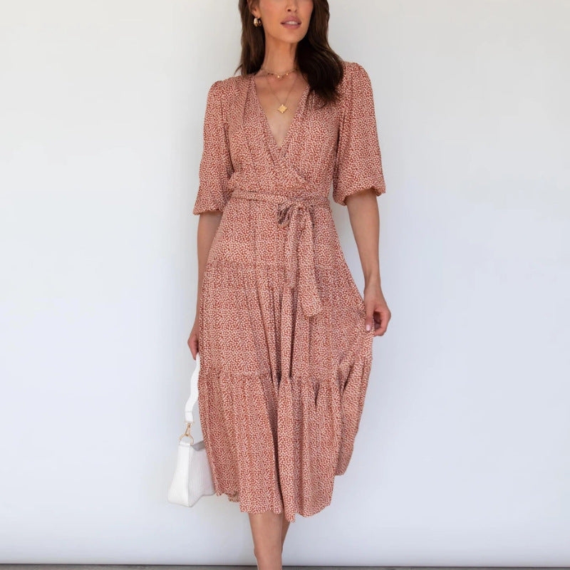 Sorrento Tie-Waist Printed Midi Dress