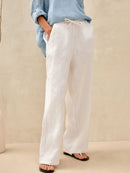 Meridian High-Rise Linen Trousers