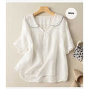 Prairie Doll-Collar Linen Blouse