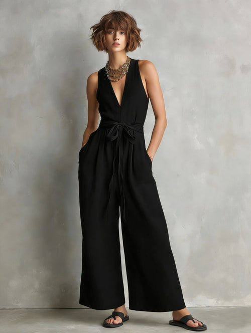 Lisbon V-Neck Cropped Jumpsuit