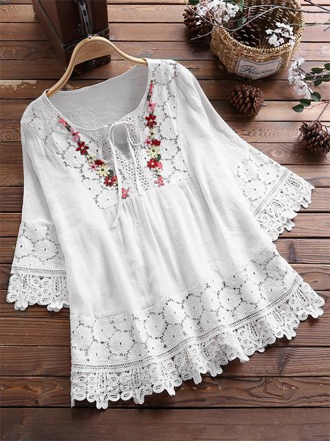 Mayfair 3/4 Sleeve Patchwork Blouse