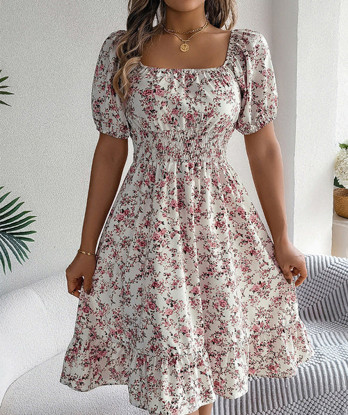 Meadow Square-Neck Ruffle Dress