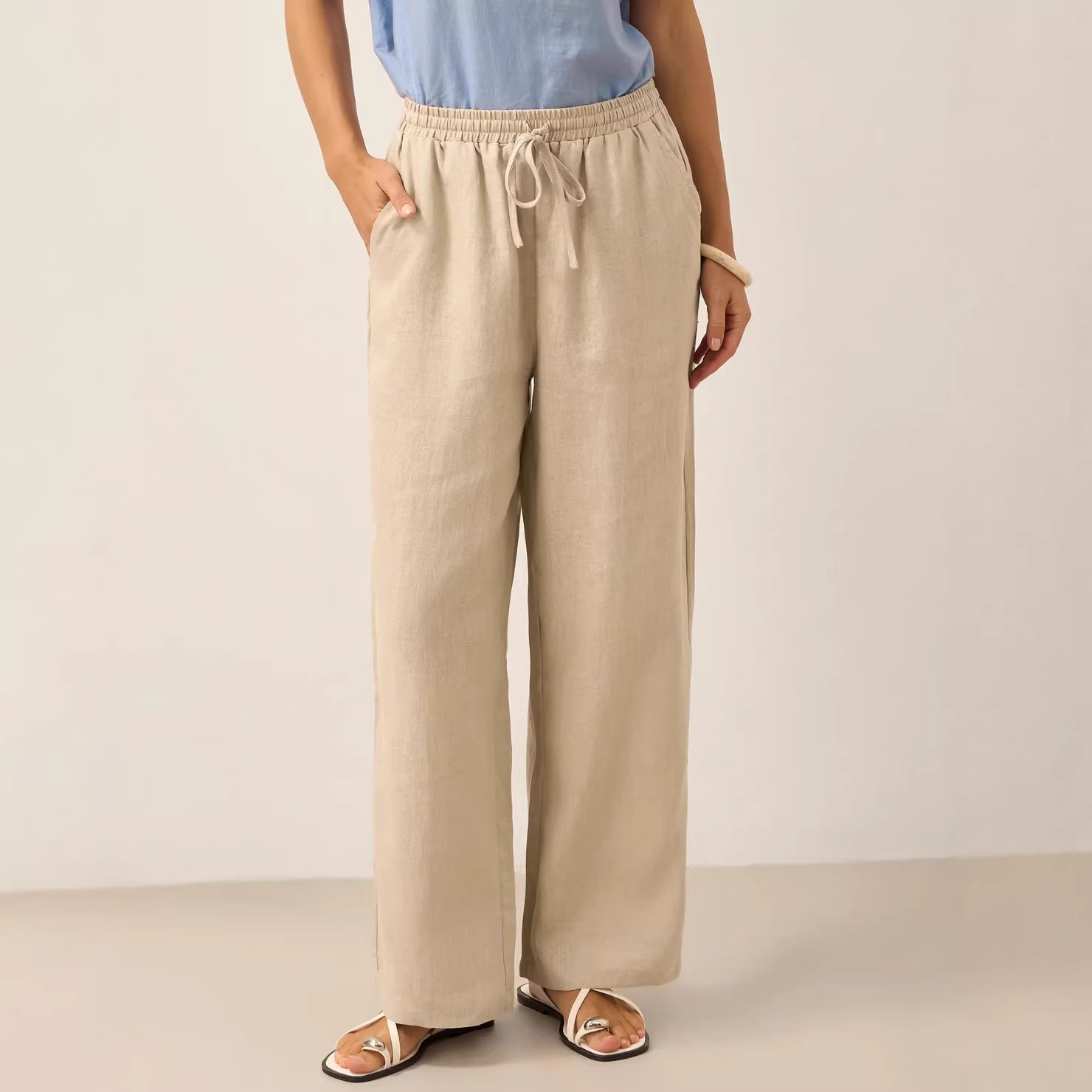 Meridian High-Rise Linen Trousers