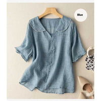 Prairie Doll-Collar Linen Blouse