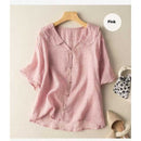 Prairie Doll-Collar Linen Blouse
