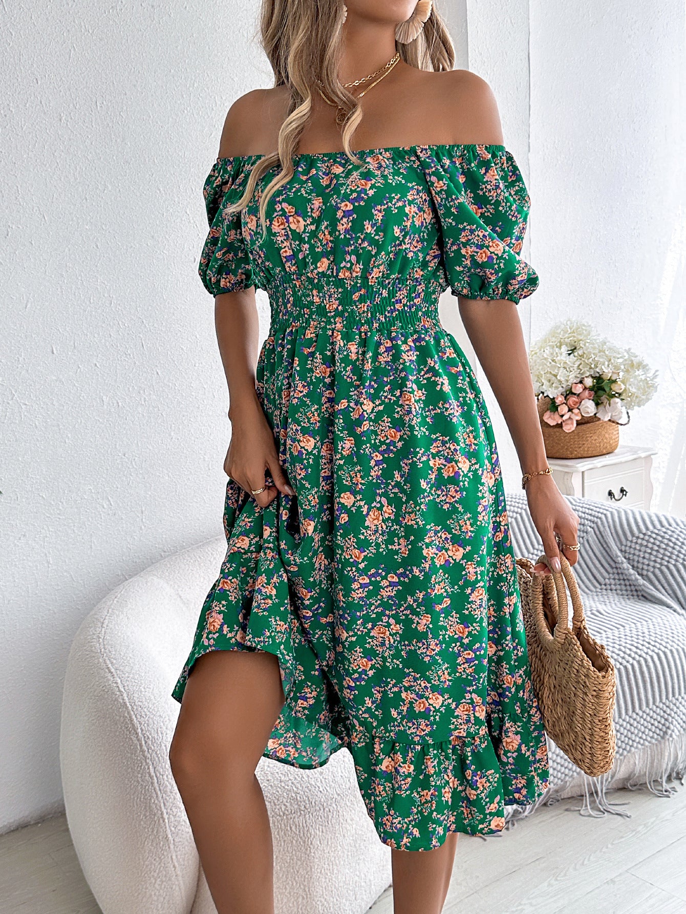 Meadow Square-Neck Ruffle Dress