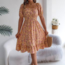 Meadow Square-Neck Ruffle Dress