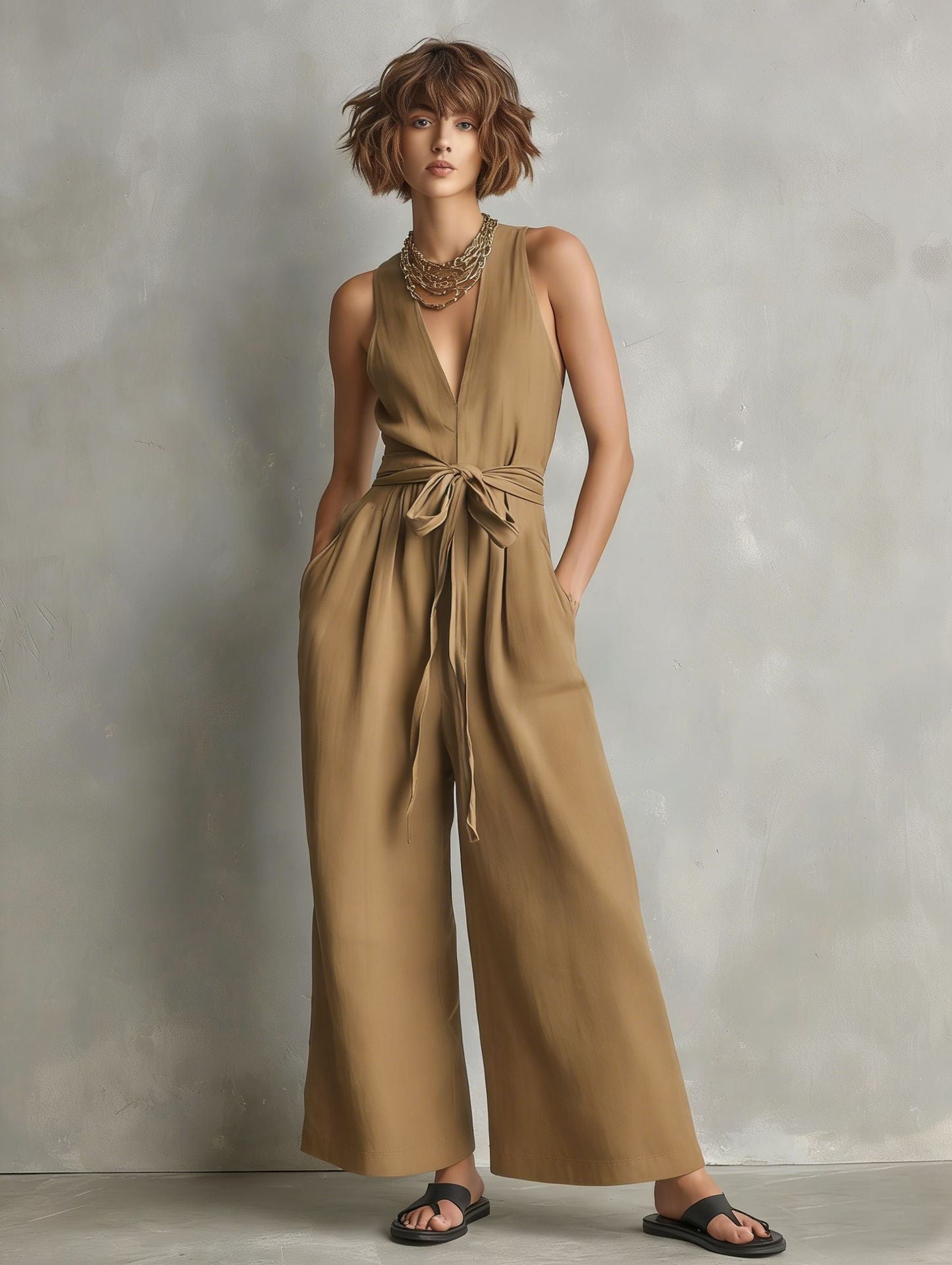 Lisbon V-Neck Cropped Jumpsuit