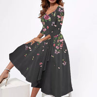 Aix Floral V-Neck Midi Dress