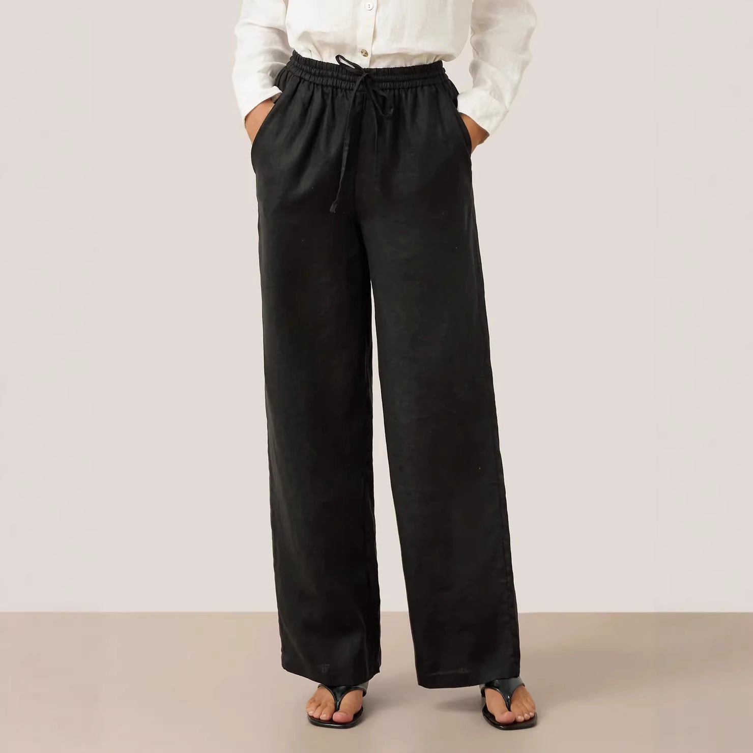 Meridian High-Rise Linen Trousers