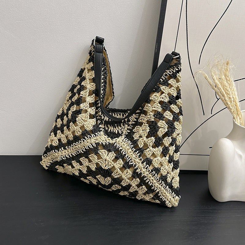 Mykonos Handwoven Contrast Straw Bag