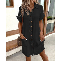 Corfu V-Neck Linen Shirt Dress