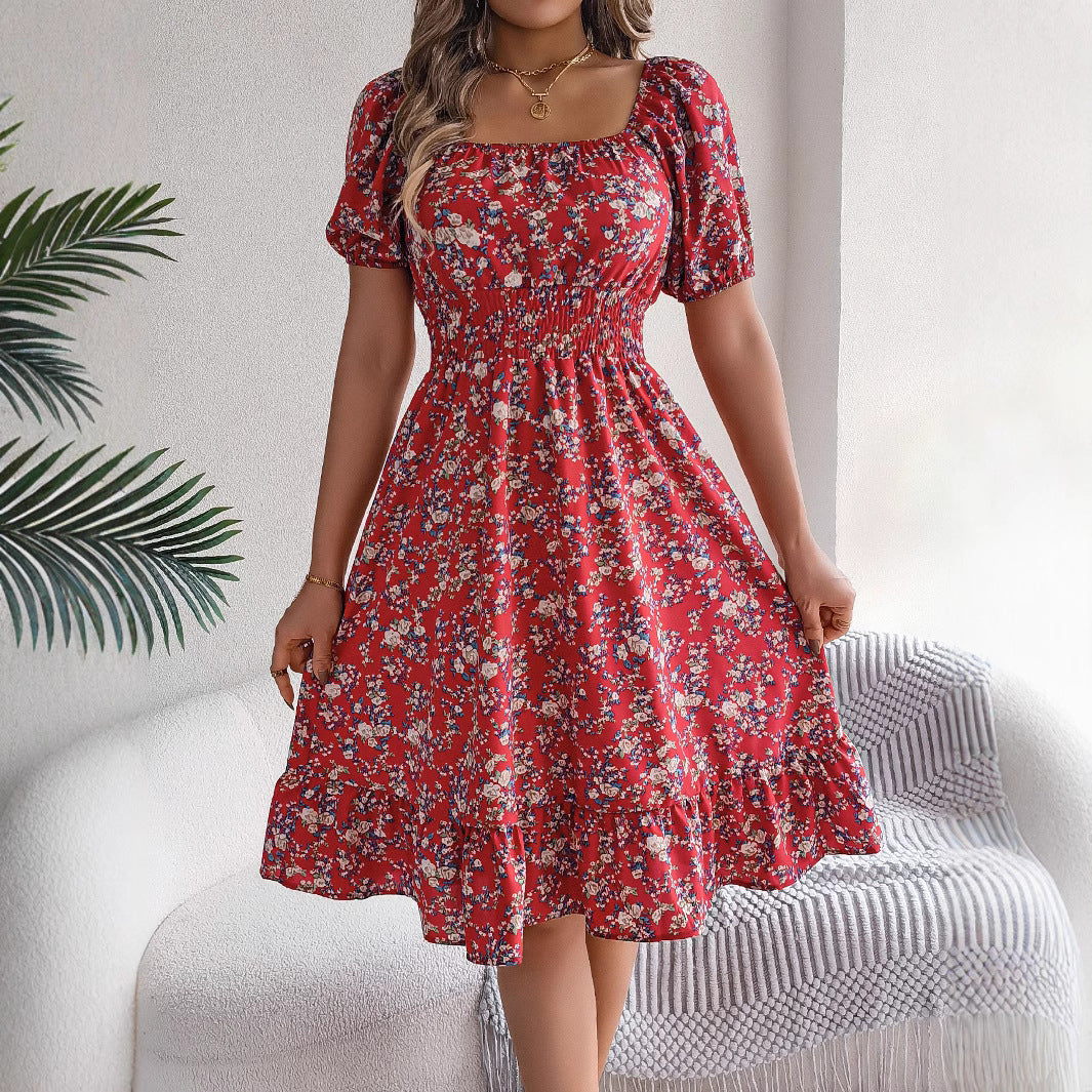 Meadow Square-Neck Ruffle Dress