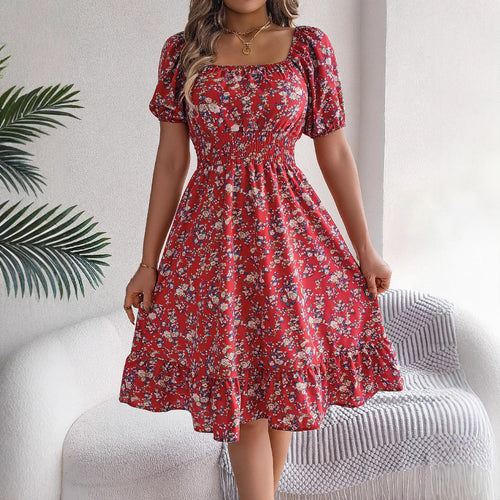 Meadow Square-Neck Ruffle Dress
