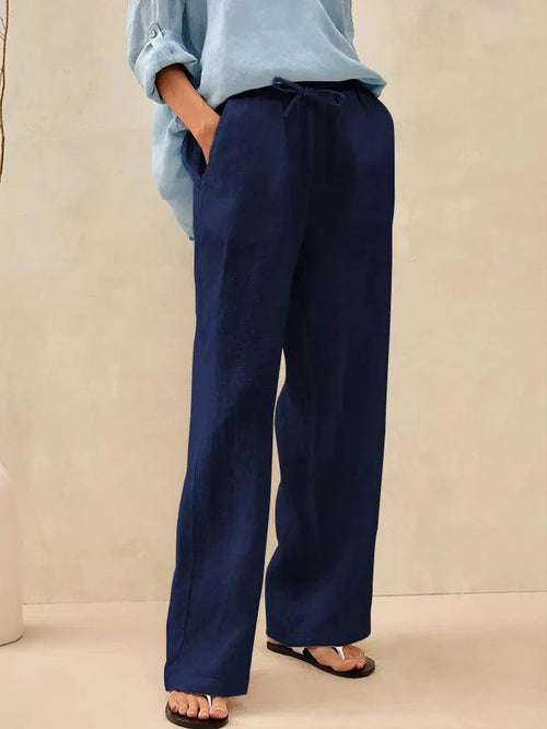 Meridian High-Rise Linen Trousers