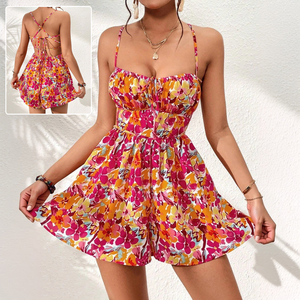 Tropez Lace-Back Floral Mini