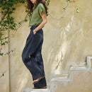 Harbor Drawstring Wide-Leg Linen Pants